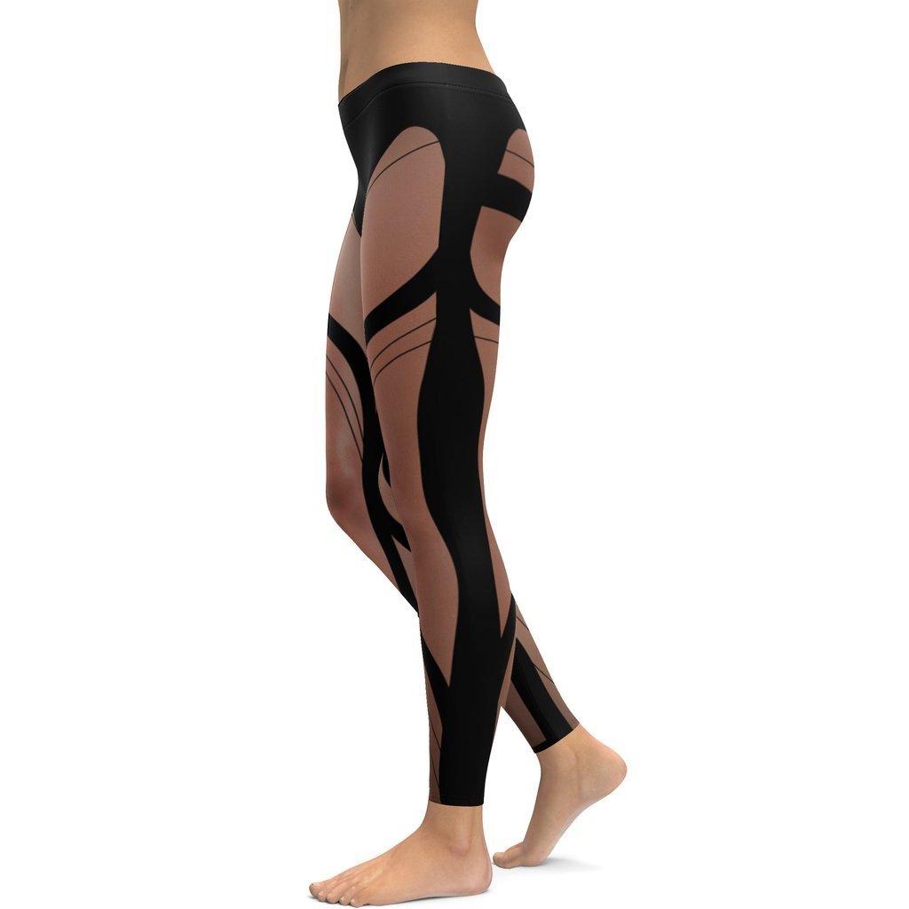 Bold Naked Leg Print lady Compression Legging