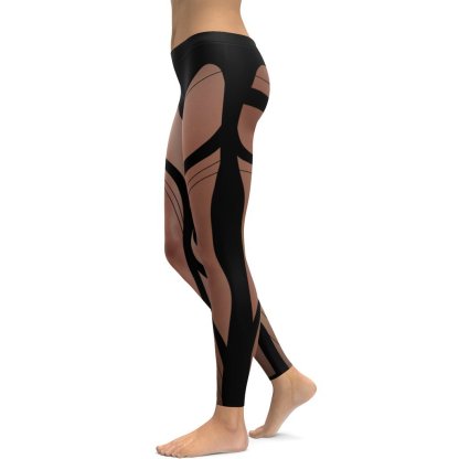 Bold Naked Leg Print lady Compression Legging