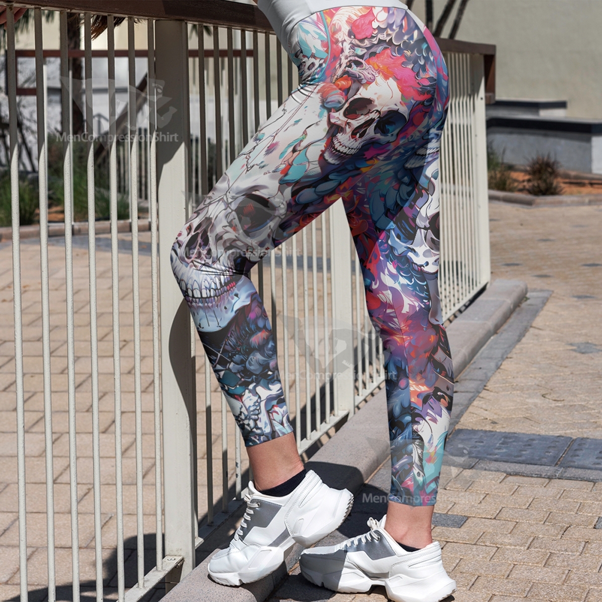 Broken Skeleton Women Compression Legging-MensCompressionShirt