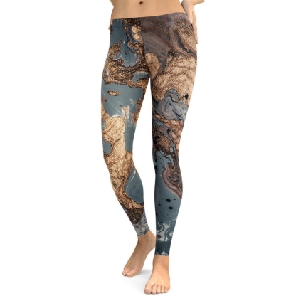 Bronze Marble Print lady Compression Legging