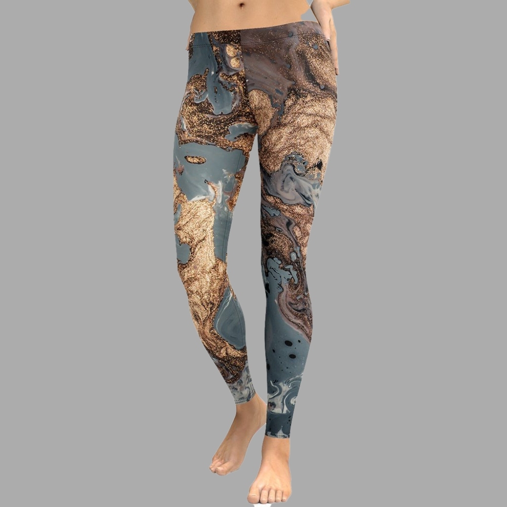Bronze Marble Print lady Compression Legging
