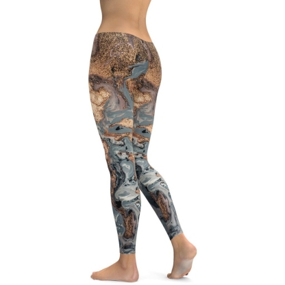 Bronze Marble Print lady Compression Legging