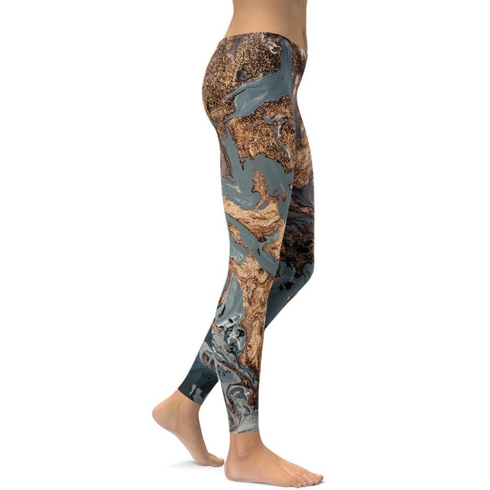 Bronze Marble Print lady Compression Legging