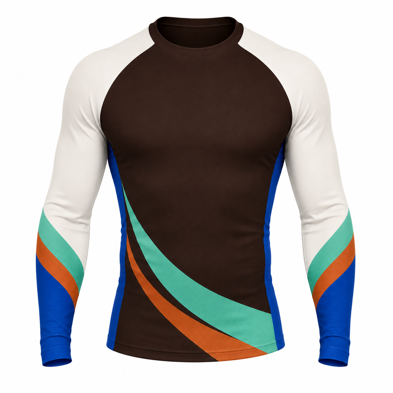 Curved Sash Brown Customizable Long Sleeve Compression Shirt