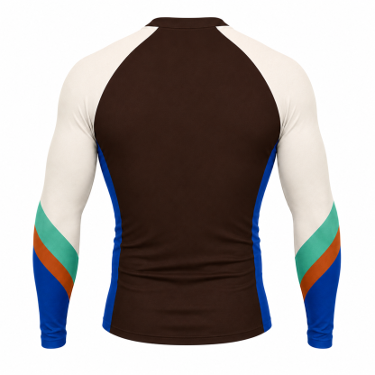 Curved Sash Brown Customizable Long Sleeve Compression Shirt