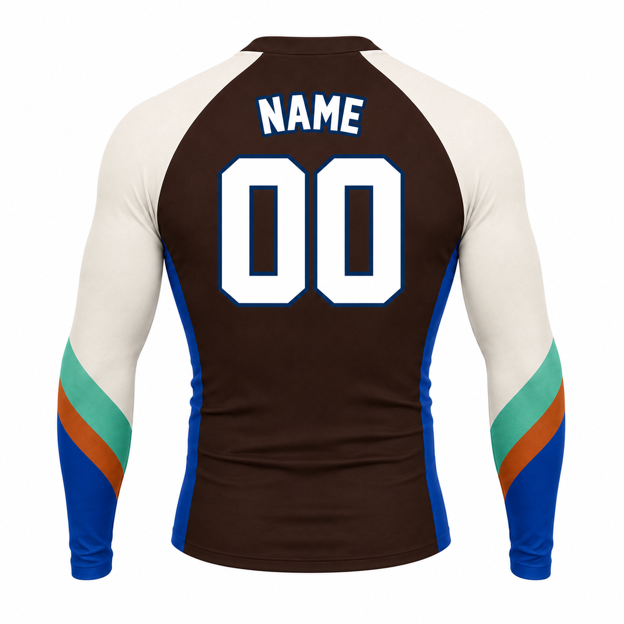 Curved Sash Brown Customizable Long Sleeve Compression Shirt