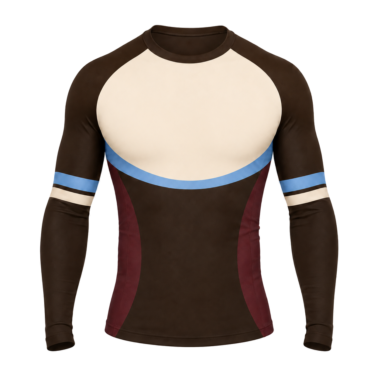 Horizontal Arch Brown Customizable Long Sleeve Compression Shirt