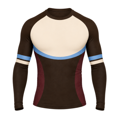Horizontal Arch Brown Customizable Long Sleeve Compression Shirt