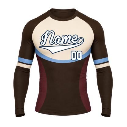 Horizontal Arch Brown Customizable Long Sleeve Compression Shirt