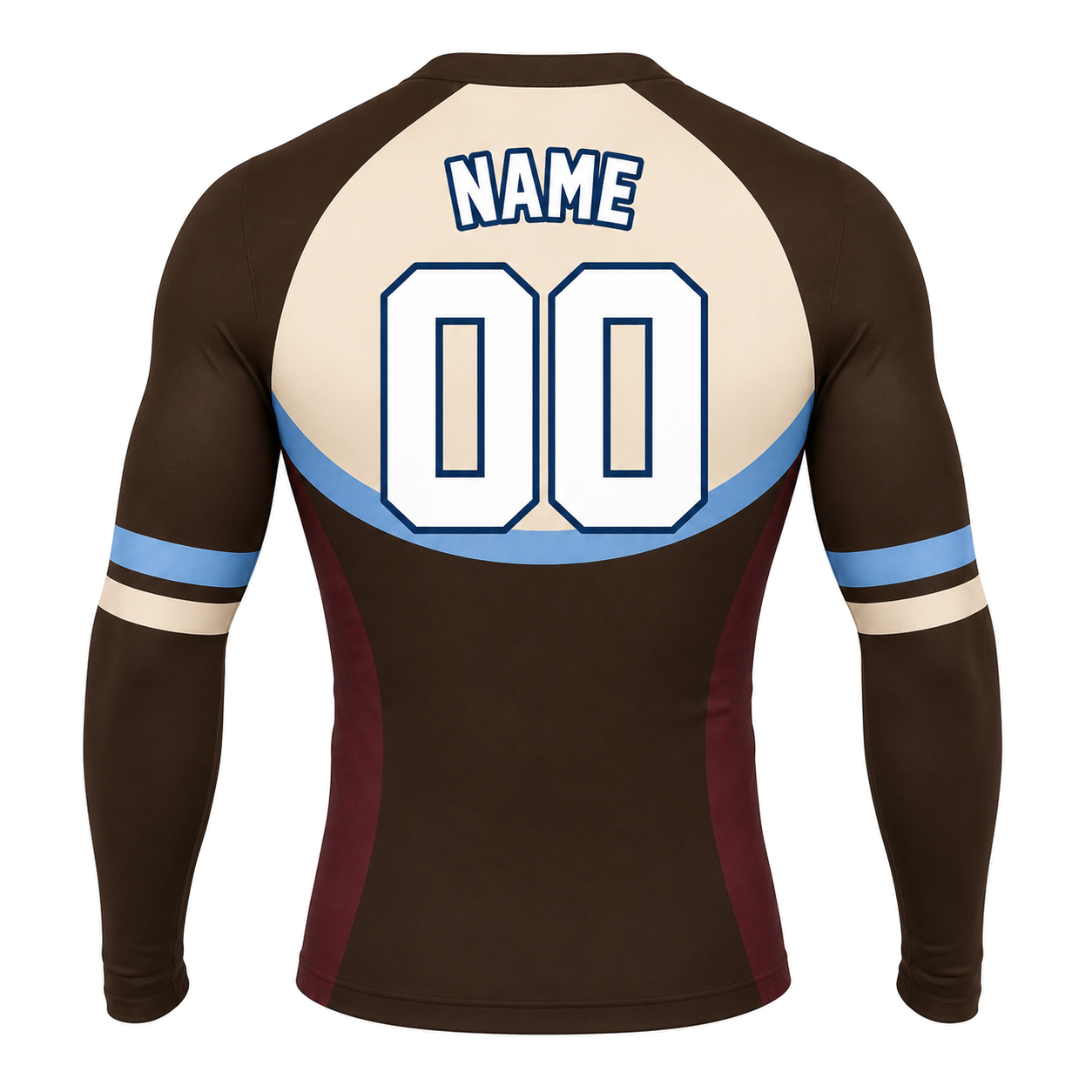 Horizontal Arch Brown Customizable Long Sleeve Compression Shirt