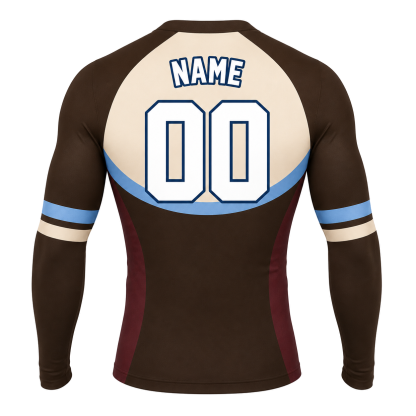 Horizontal Arch Brown Customizable Long Sleeve Compression Shirt