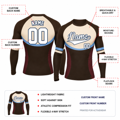 Horizontal Arch Brown Customizable Long Sleeve Compression Shirt