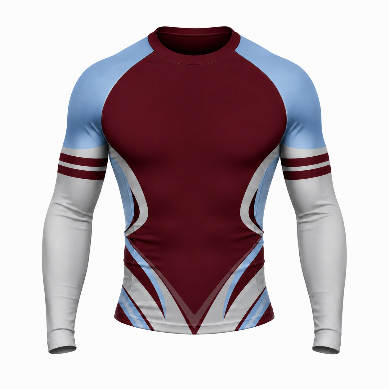 Sky Armor Chevron Burgundy Customizable Long Sleeve Compression Shirt