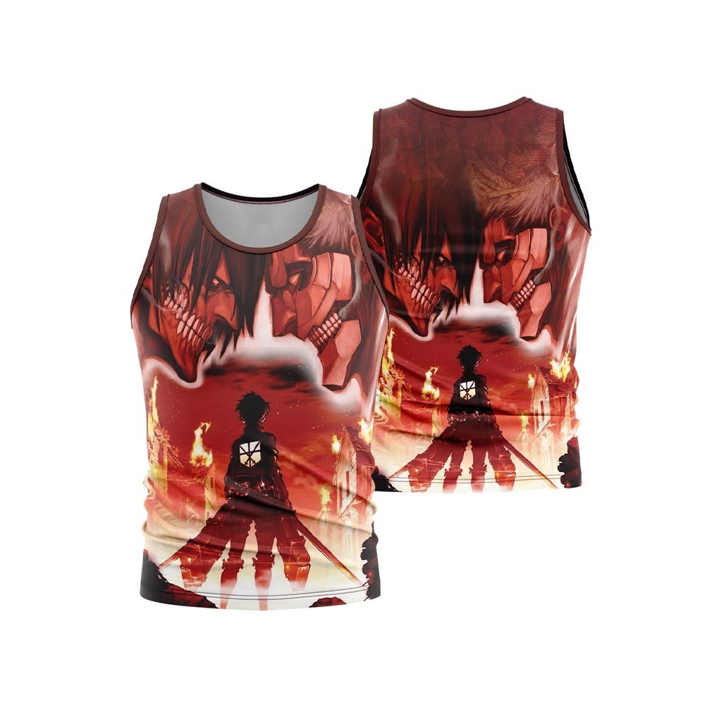 Burning Attack On Titan Sleeveless Compression Shirt