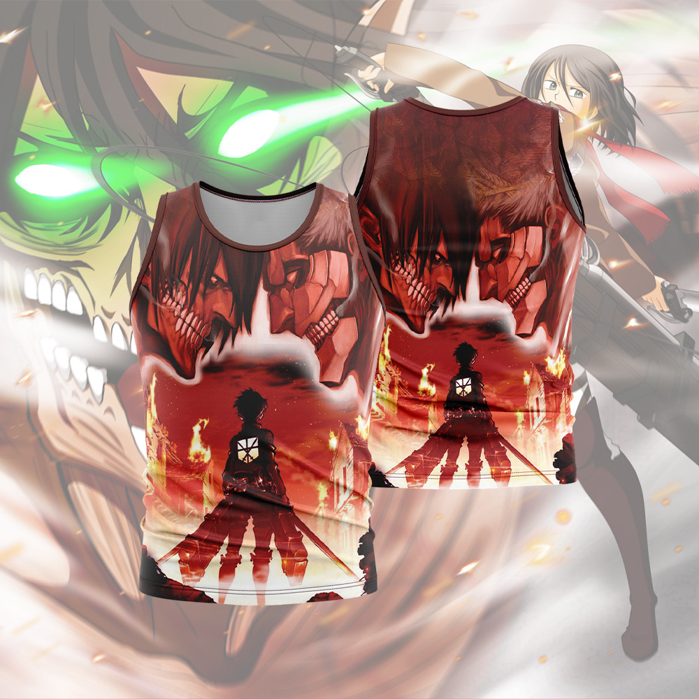 Burning Attack On Titan Sleeveless Compression Shirt