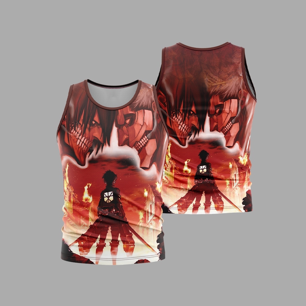 Burning Attack On Titan Sleeveless Compression Shirt