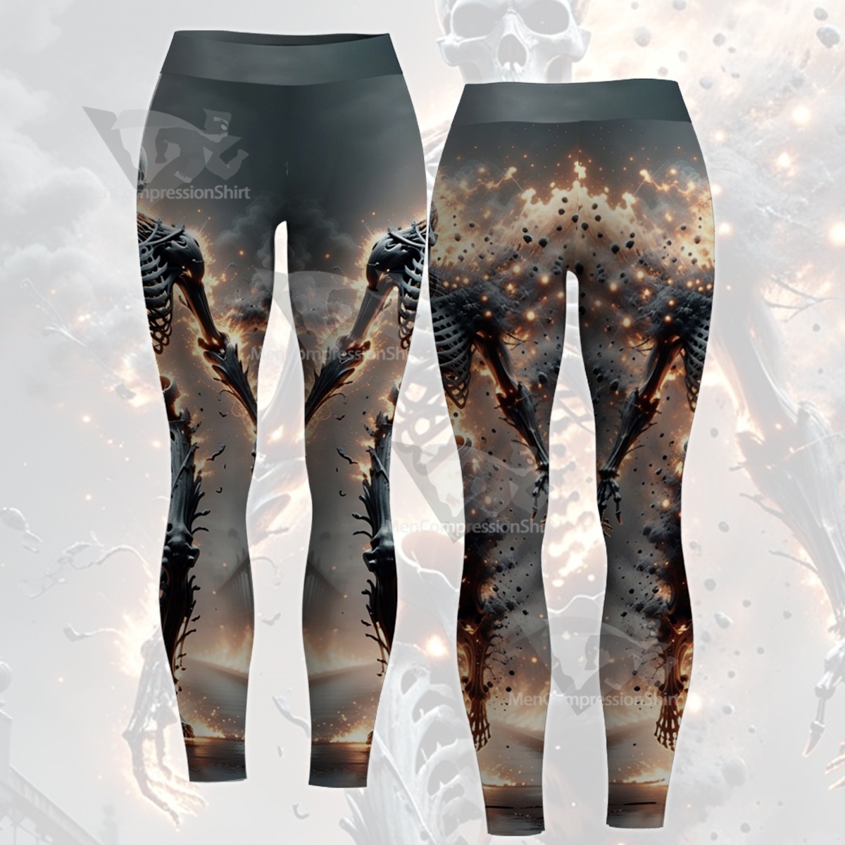 Burning Skeleton Despair Women Compression Legging-MensCompressionShirt