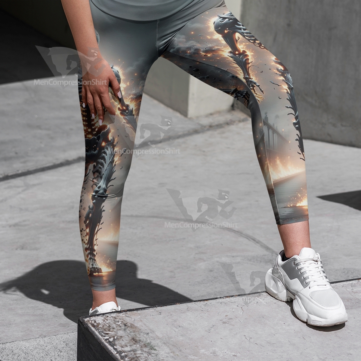 Burning Skeleton Despair Women Compression Legging-MensCompressionShirt