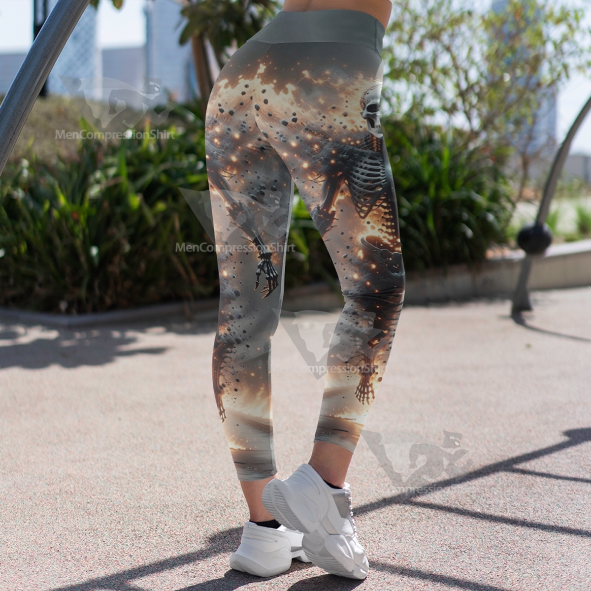 Burning Skeleton Despair Women Compression Legging-MensCompressionShirt