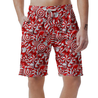 Cady Cane Print Pattern Mens Beach Short