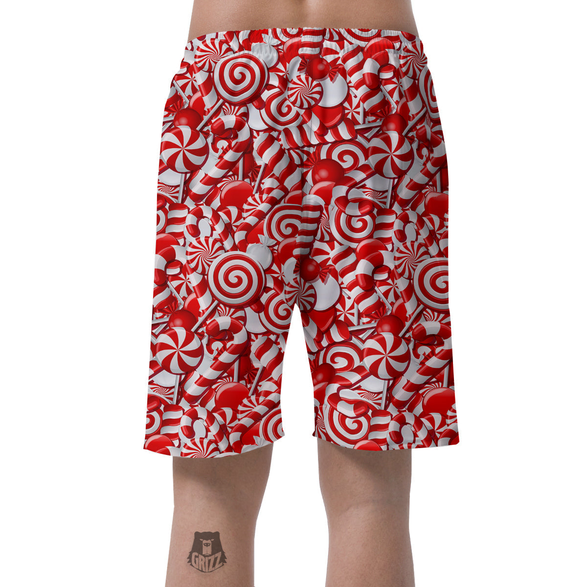 Cady Cane Print Pattern Mens Beach Short