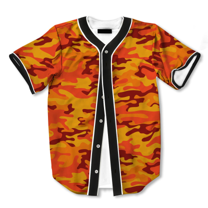 Camouflage Orange 3d Print Full Size Baseball Jerseys