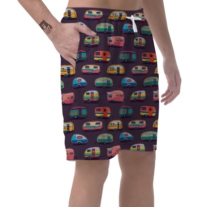 Camper Van Pattern Print Mens Beach Short