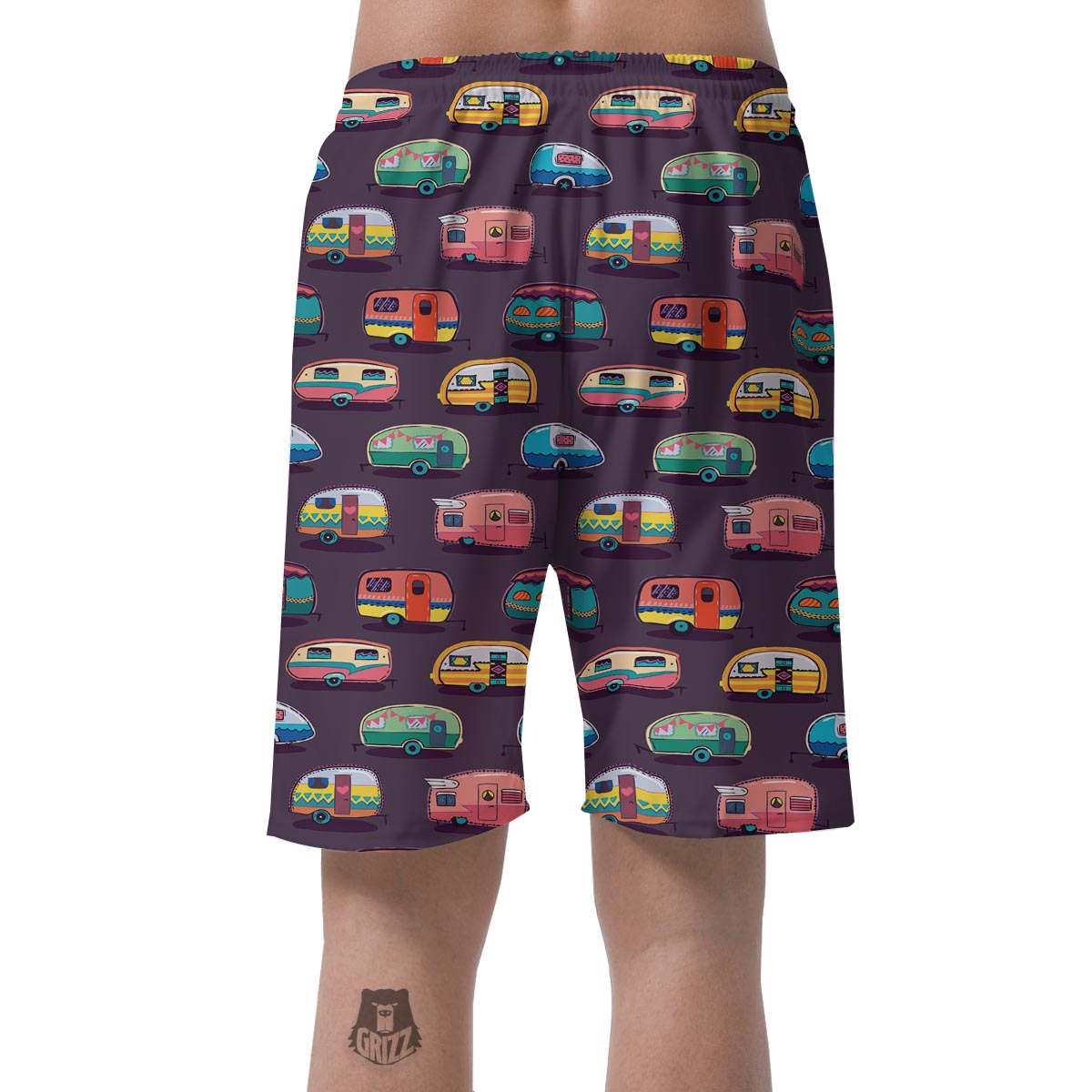 Camper Van Pattern Print Mens Beach Short