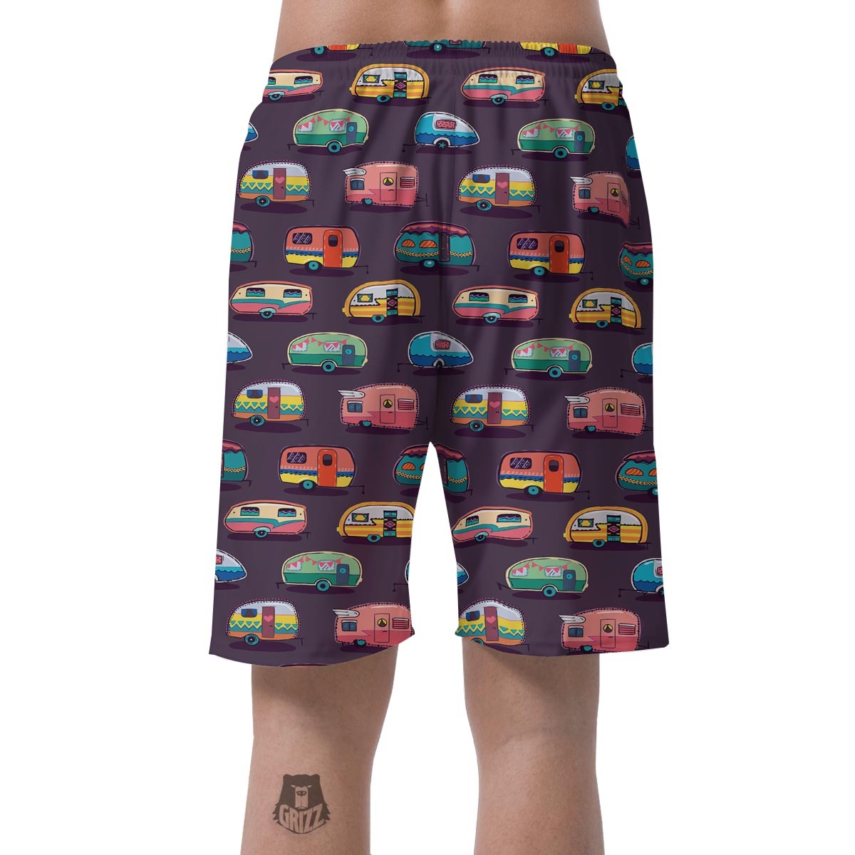 Camper Van Pattern Print Mens Beach Short