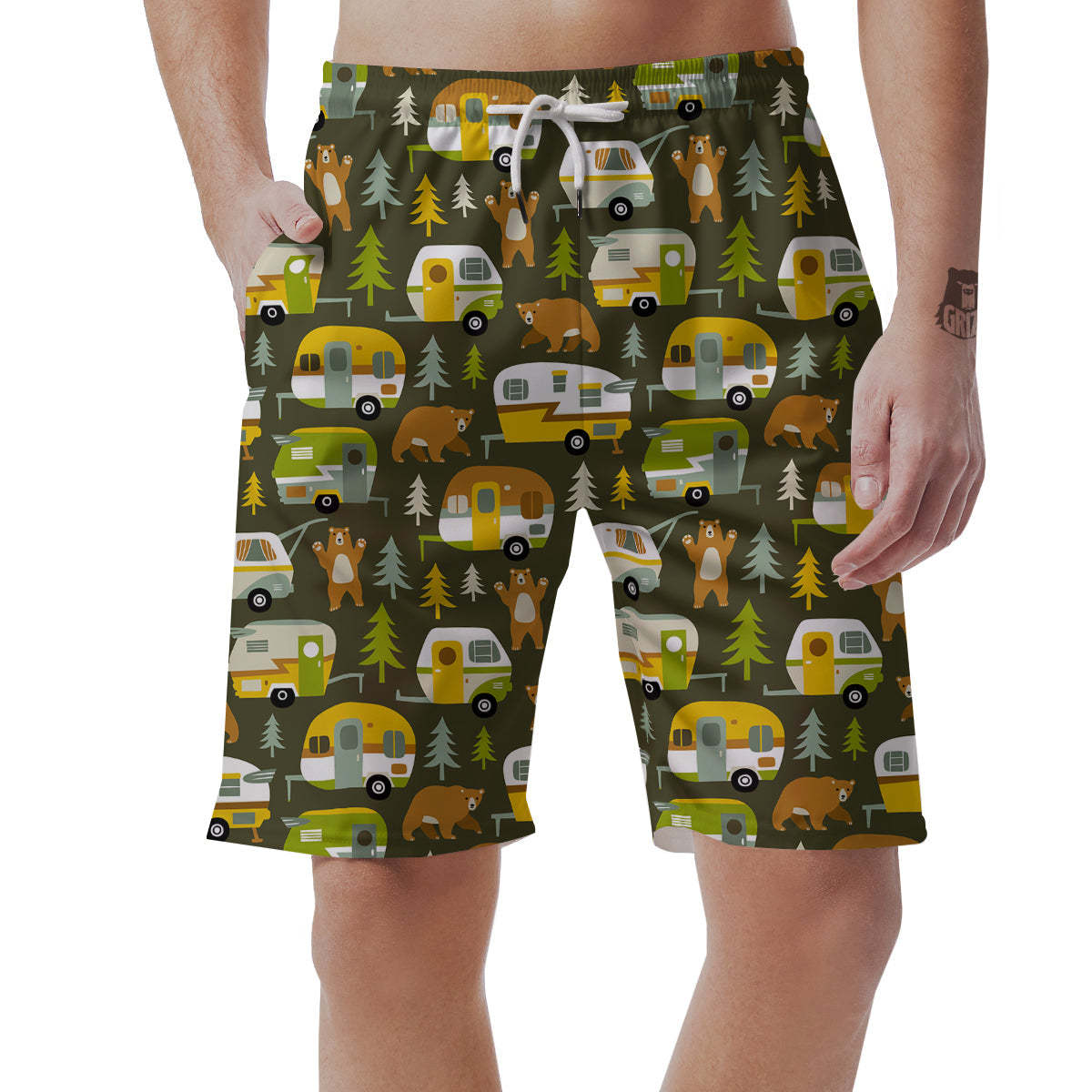 Camper Van Print Pattern Mens Beach Short