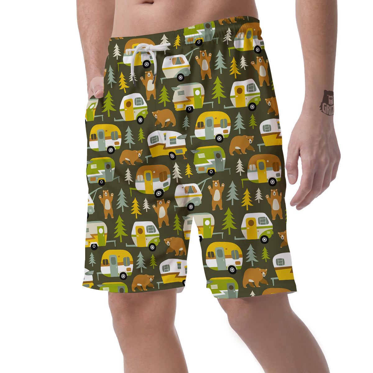 Camper Van Print Pattern Mens Beach Short