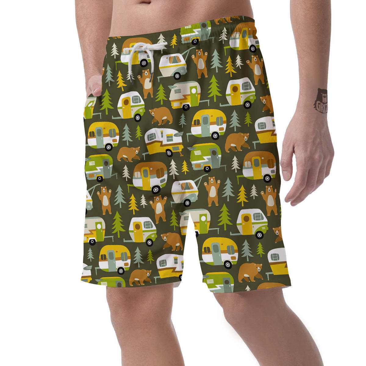 Camper Van Print Pattern Mens Beach Short