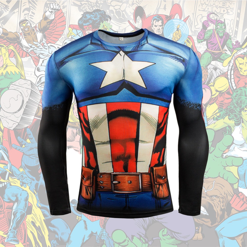 Captain america long sleeve compression shirt online