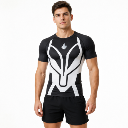 Captain Marvel 2 Monica Rambeau Black Gray Short Sleeve Compression Shirt
