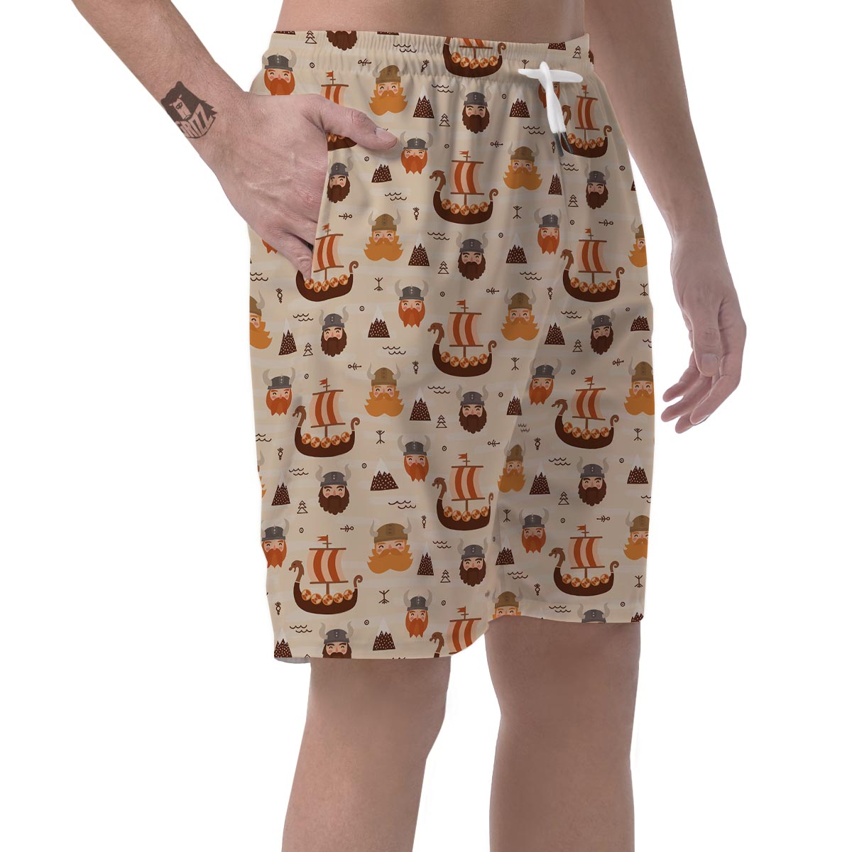 Cartoon Viking Norse Mens Beach Short