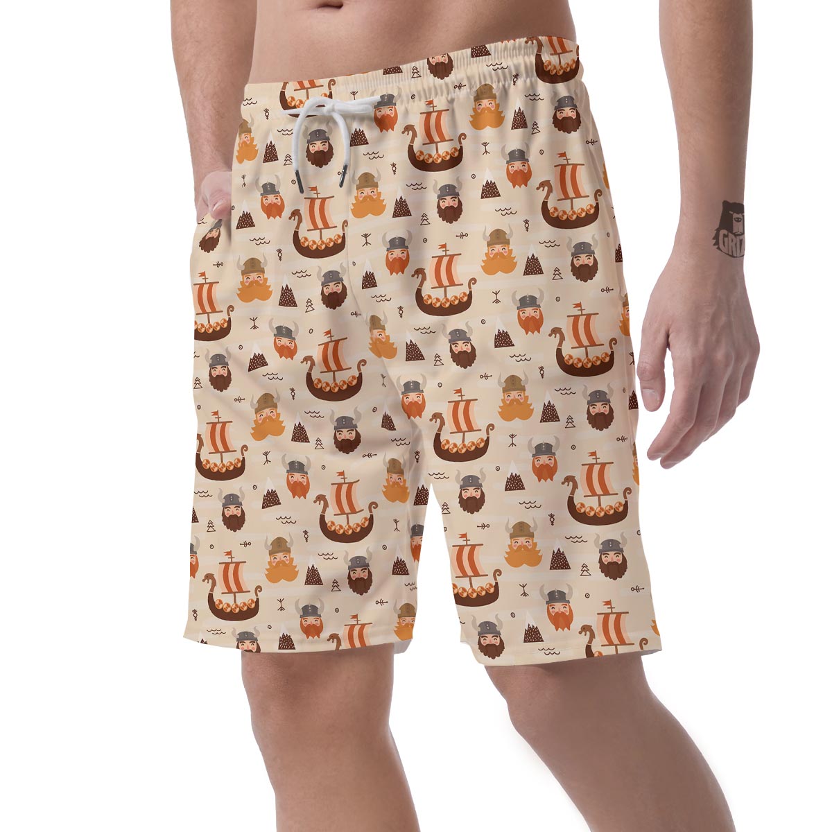 Cartoon Viking Norse Mens Beach Short