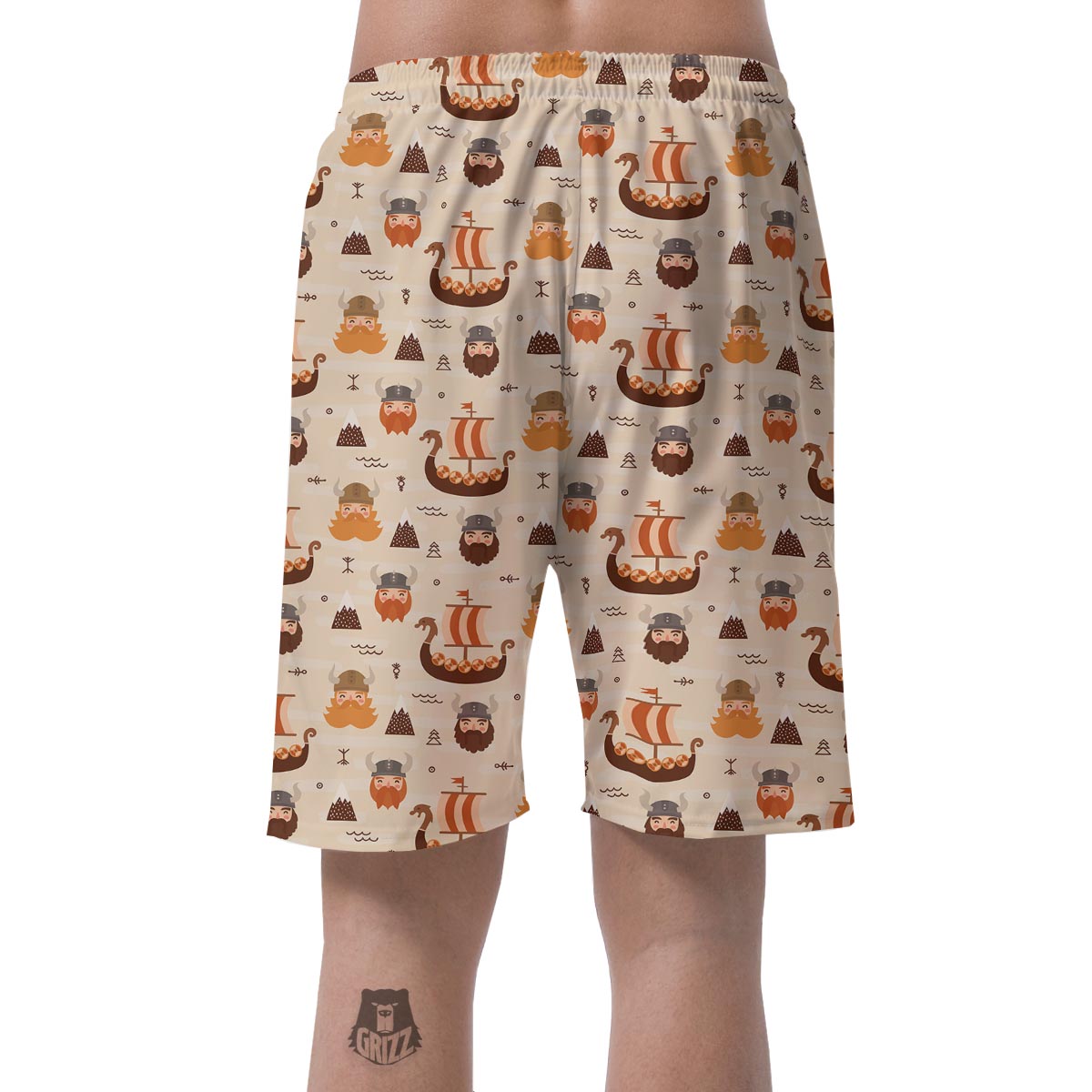 Cartoon Viking Norse Mens Beach Short