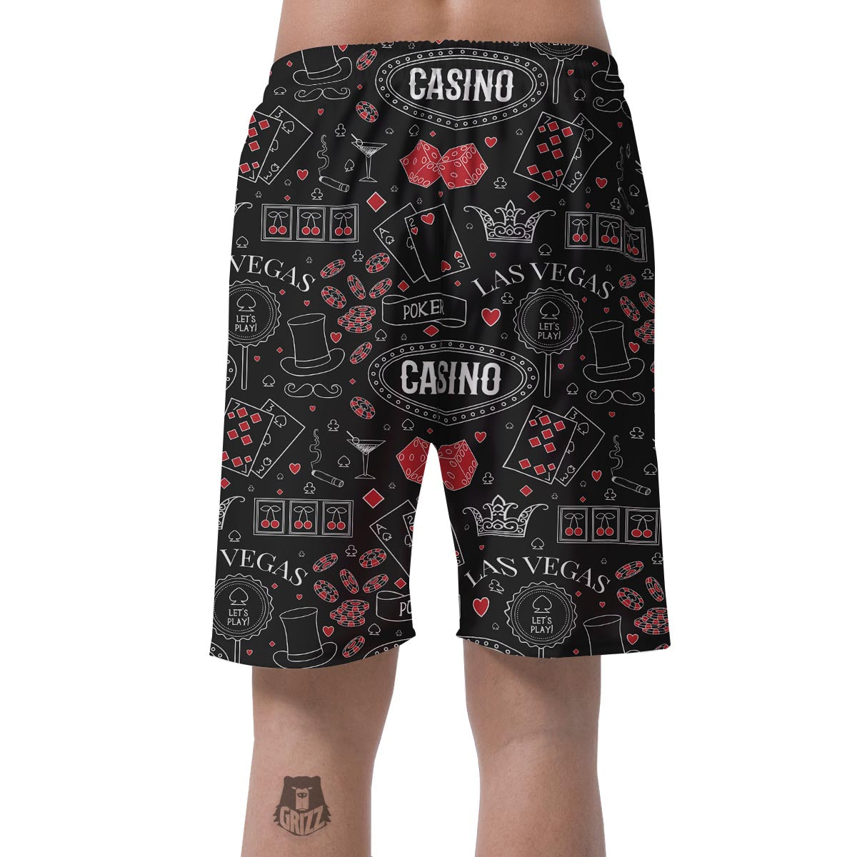 Casino Poker Pattern Print Mens Beach Short