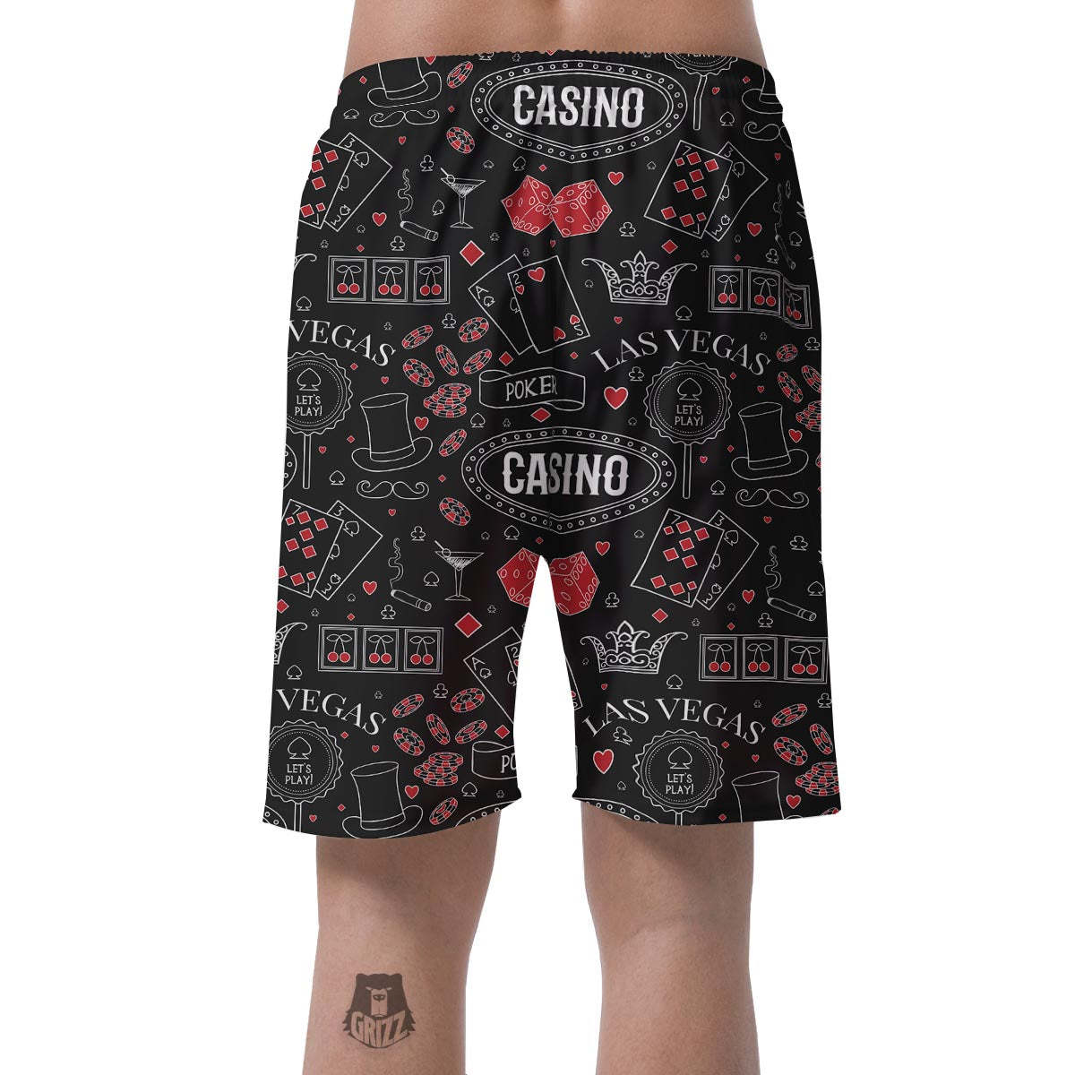 Casino Poker Pattern Print Mens Beach Short