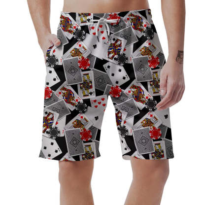 Casino Poker Print Pattern Mens Beach Short
