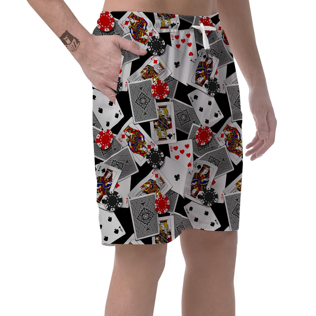 Casino Poker Print Pattern Mens Beach Short