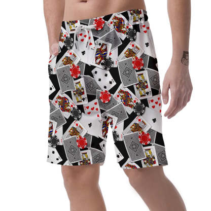 Casino Poker Print Pattern Mens Beach Short