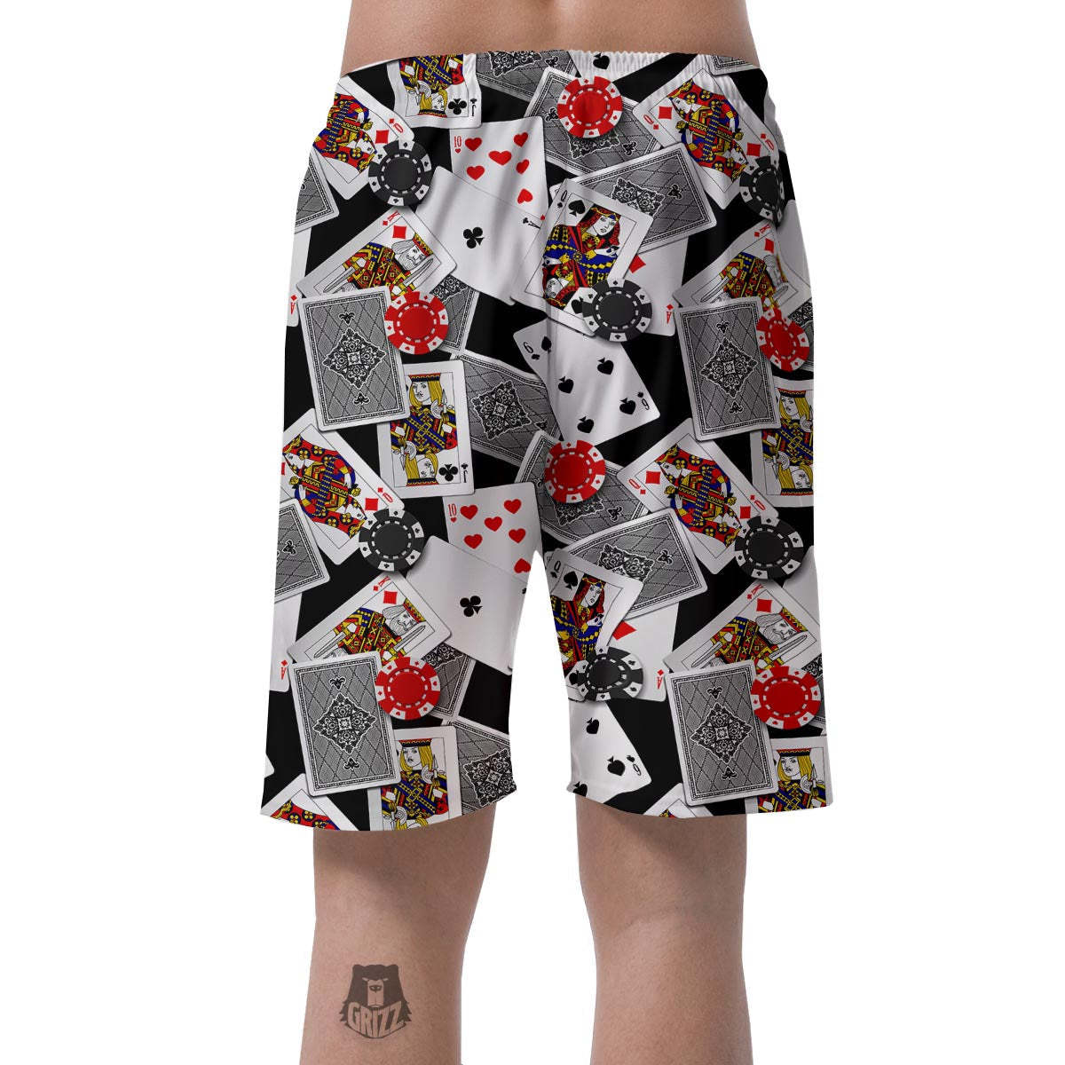 Casino Poker Print Pattern Mens Beach Short
