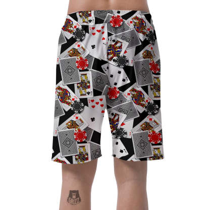 Casino Poker Print Pattern Mens Beach Short