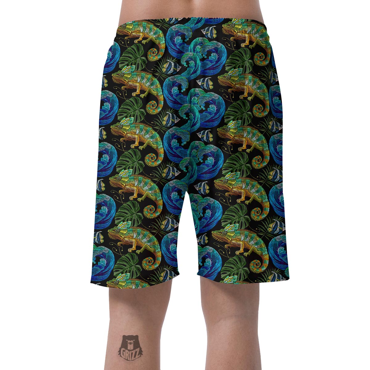 Chameleon Pattern Print Mens Beach Short