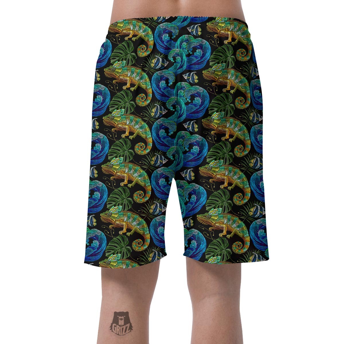 Chameleon Pattern Print Mens Beach Short