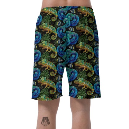 Chameleon Pattern Print Mens Beach Short