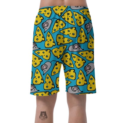 Cheese Mouse Pattern Print Mens Beach Short