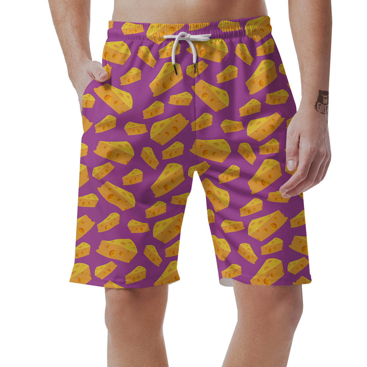 Cheese Pattern Print Mens Beach Short