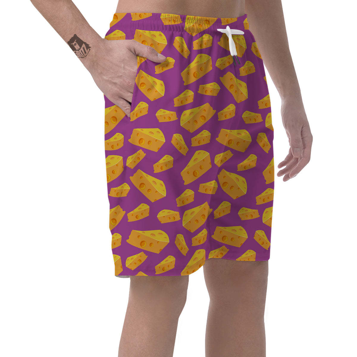 Cheese Pattern Print Mens Beach Short